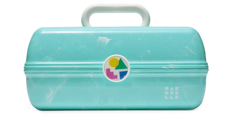 Caboodles On-The-Go Girl Makeup Box  Turquoise on Marble  Hard Plastic Makeup Organizer Box  Built-In Mirror  Secure Latch for Safe Travel  Spacious Storage for Large Items - Image 1